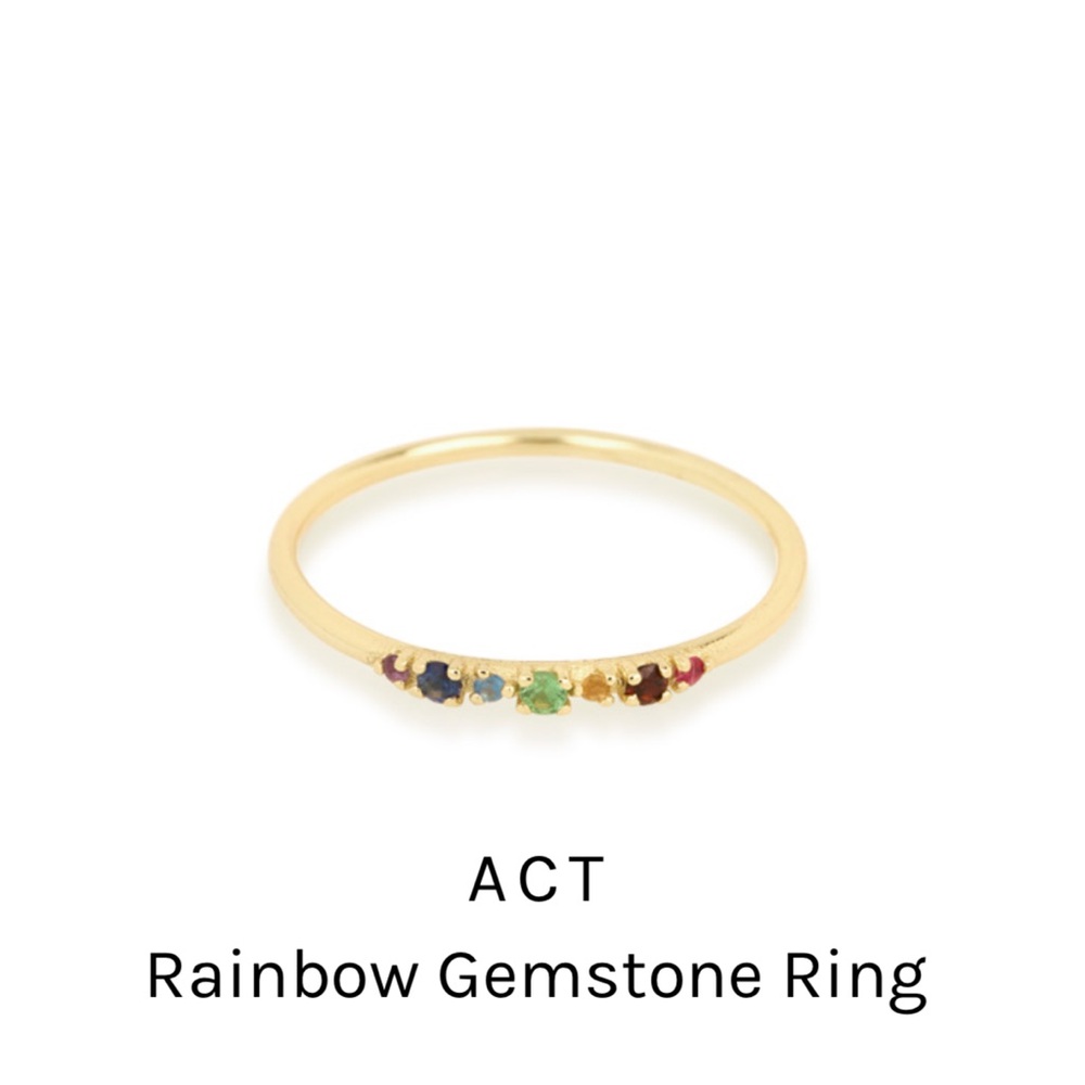 New in box Stone and Strand rainbow gemstone Ring Size 5 14kt